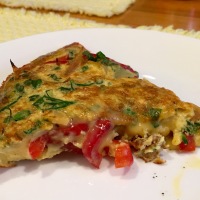 Roasted Garlic Frittata With Broccolini & Red Peppers